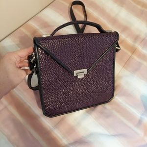 Roche purple and black crossbody flap bag